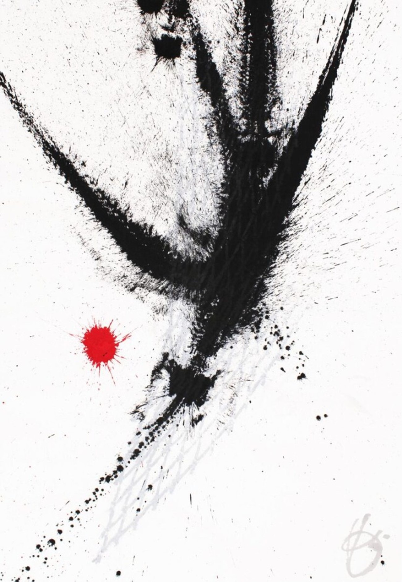 Untitled (Imprints of Practice IV: Returning, Serving, Play – TC56), 2017, Ink and acrylic on rice paper, 94h x 64w cm