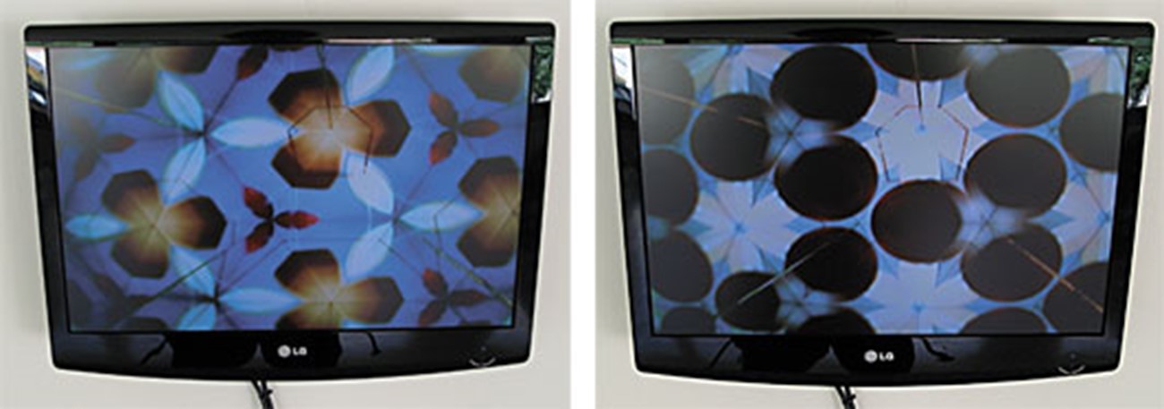 camera-based works — Anordning (Device) (1), 2008, Wood, mirrors, plastic lits, camera, small monitor, engine, lightbulps , 60 x 67 x 180 cm (detail)