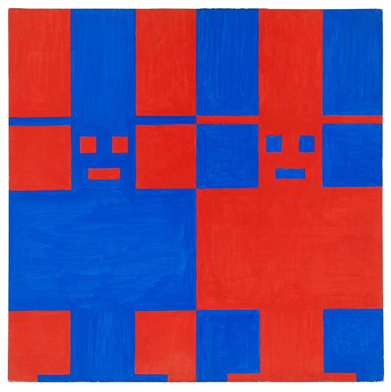 R/B TVILLINGER MED HØJ HAT, 1982, gouache on cardboard, 70 x 70 cm