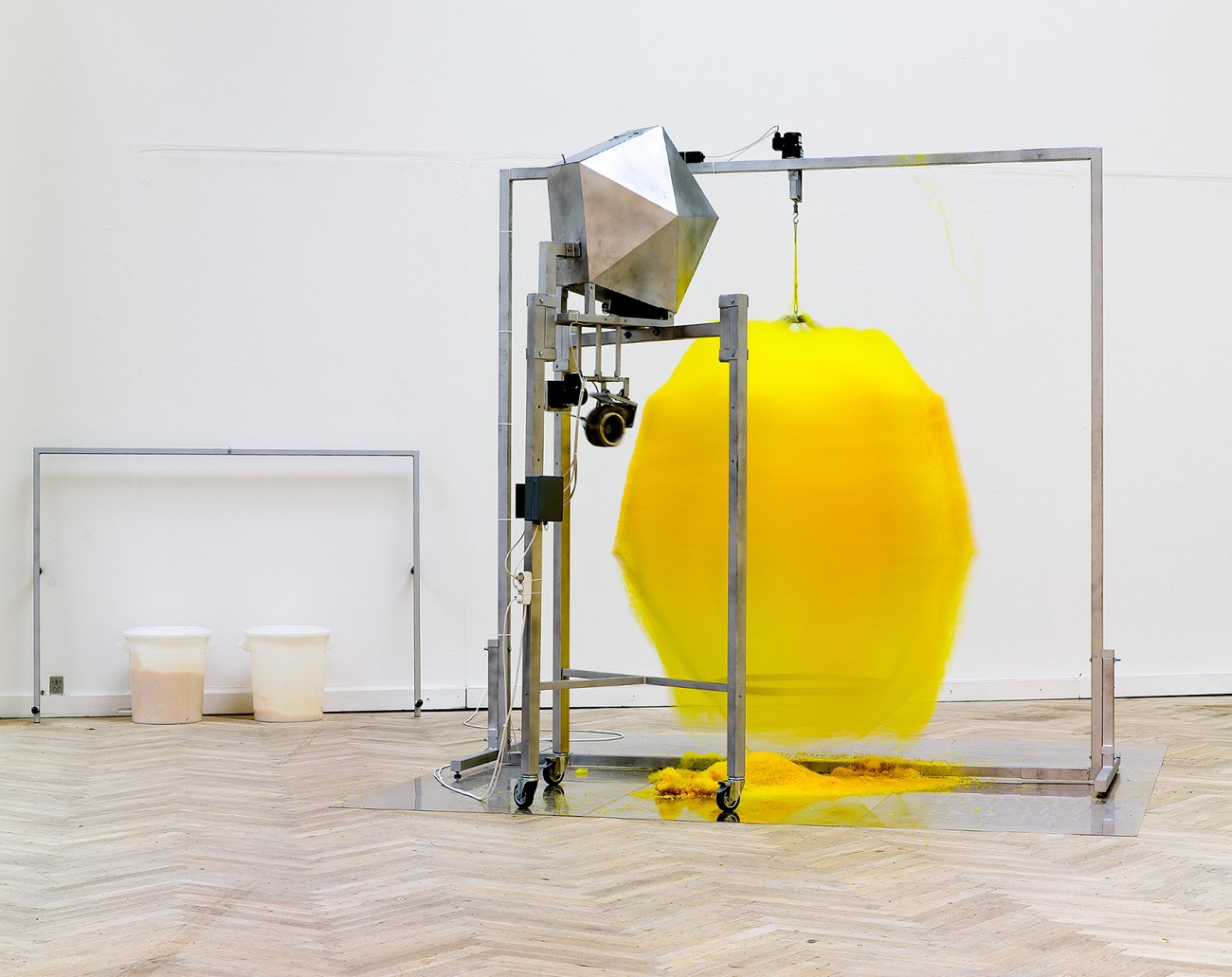 114L (1), 2006, Dyed glue, aluminum, iron, fan, heating element, engine, Variable dimensions (machine 300x300x250 cm), Autumn Exhibition 2006 Charlottenborg.