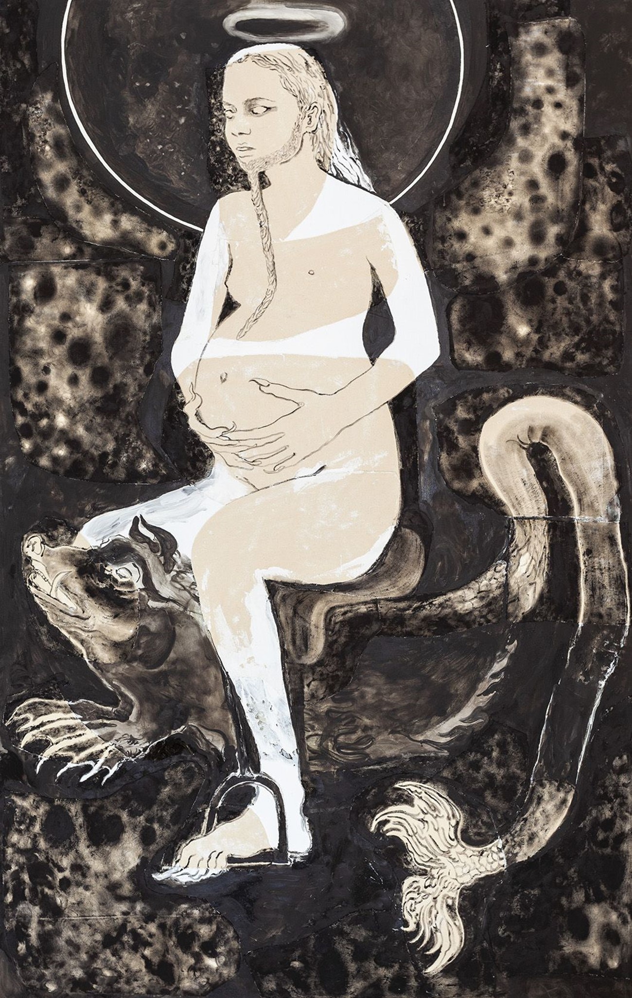 In the Shadow of Khaos, 2020, oil and acrylic on canvas, 250h x 150w cm