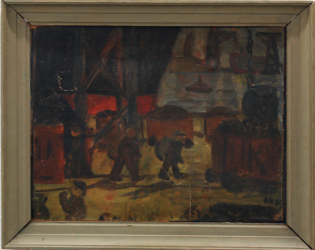 Other works — Albert Mertz: Kullempere i havnen, Albert Mertz: Kullempere i havnen. Oil on wood, 35x45 cm, 1933