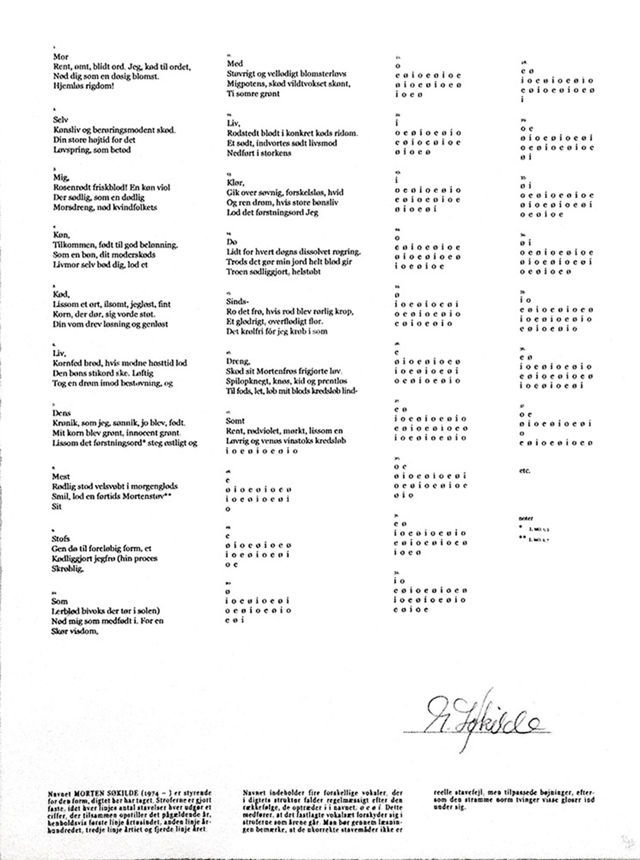 ”Navet Morten Søkilde (1974 - ) er styrende for den form, digtet her har taget.”, 2010, lithography, 76 x 56 cm, ed. 20