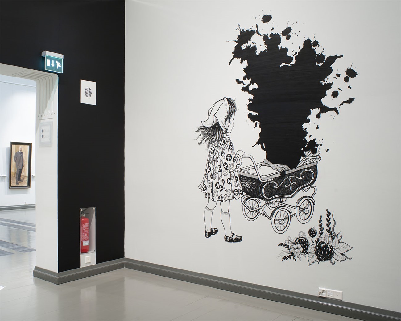 Installation views — TURKU. Dark Ink, 2011, Posca and watercolot on wall, Soloexhibition at Turku. Art Museum.