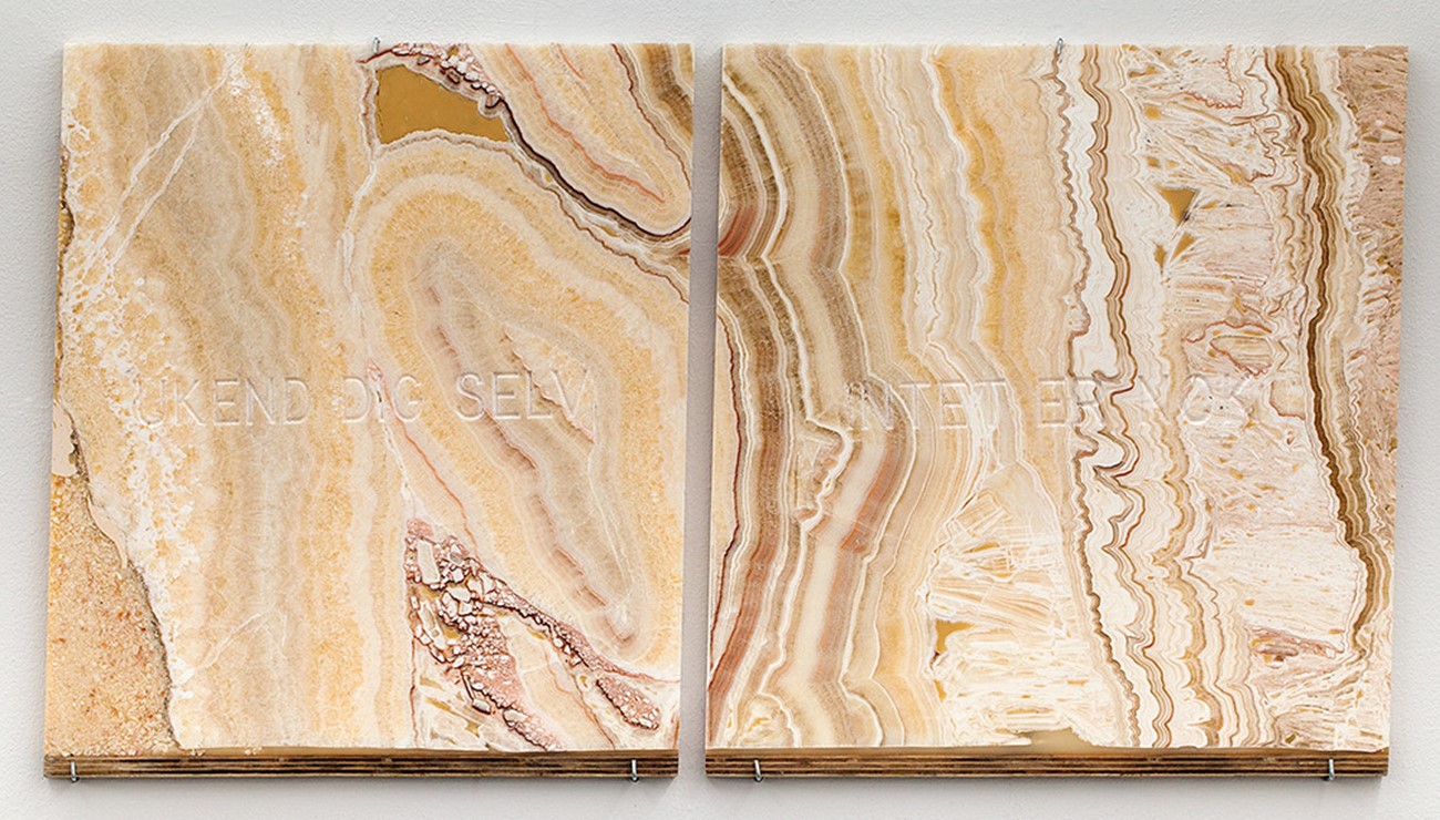 UKEND DIG SELV / INTET ER NOK, 2014, mexican onyx, 64 x 110 cm., ed. 5+1